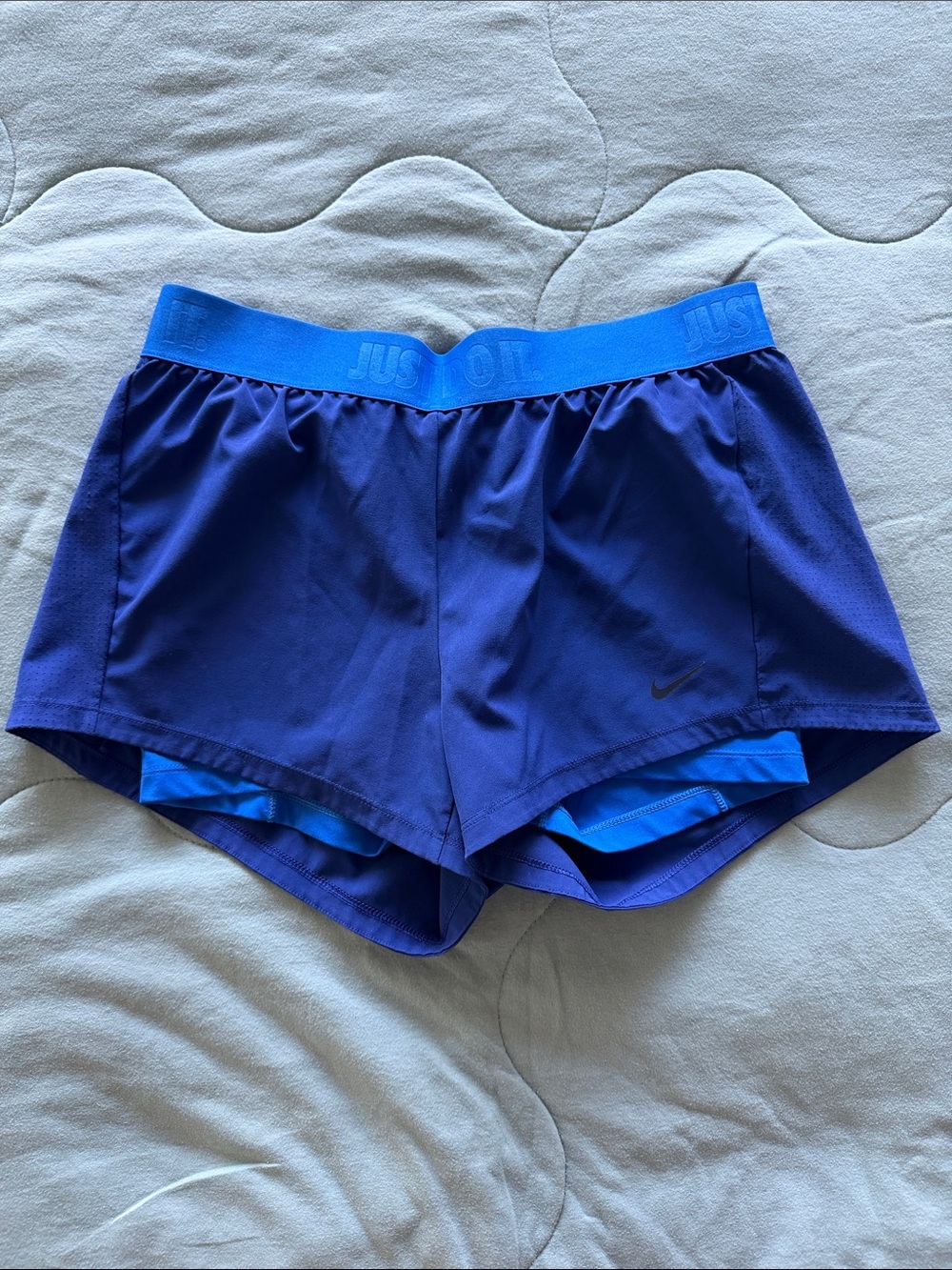 Nike Women’s Royal and Blue Layered Athletic Shorts - size medium